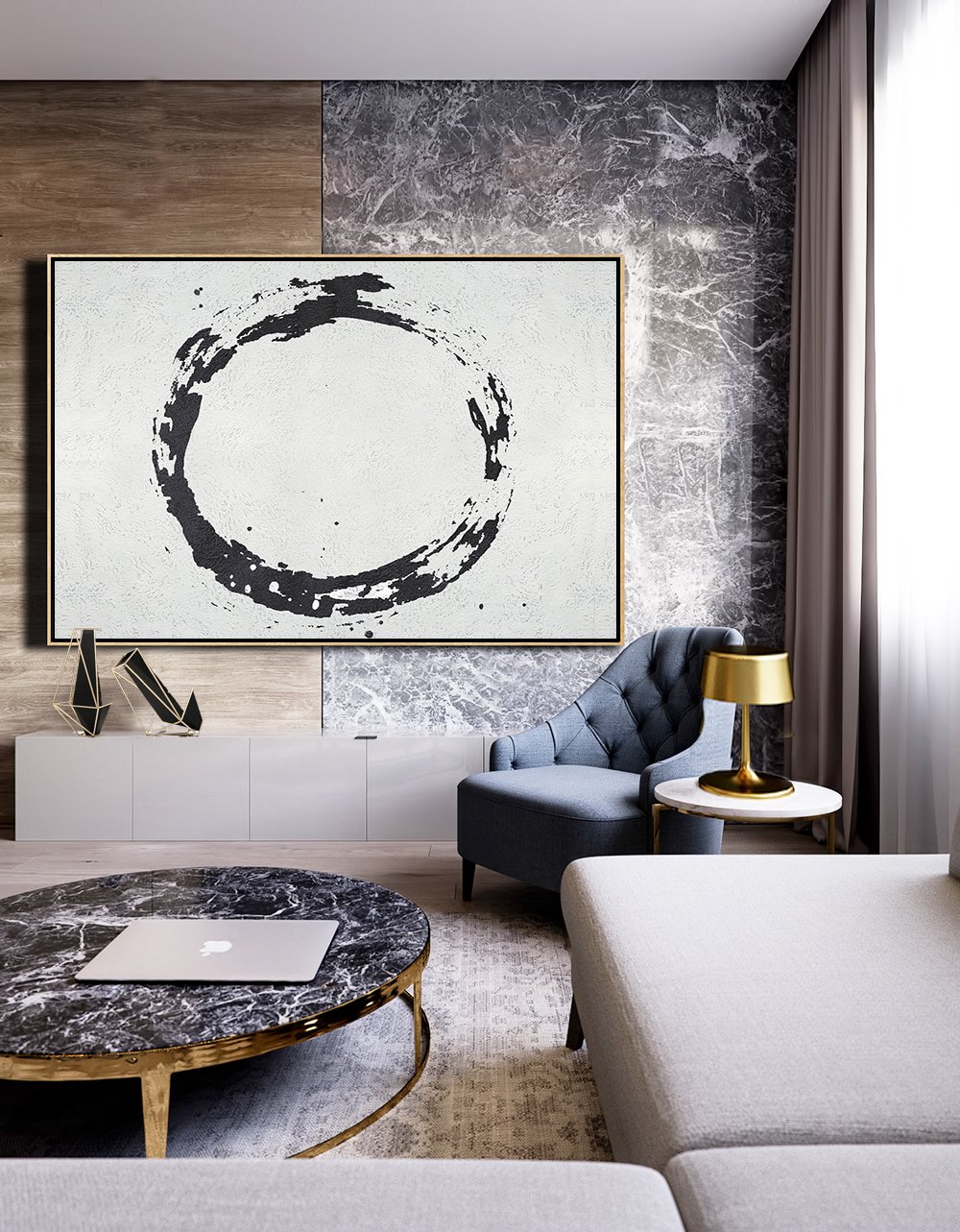 Horizontal Minimalist Circle Art #MN19C - Click Image to Close